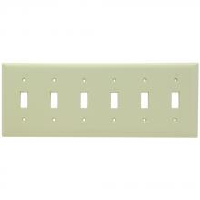 Legrand-Pass & Seymour SP6I - SMOOTH WALL PLATE 6G TOGGLE IVORY
