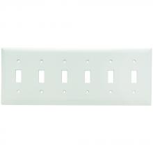Legrand-Pass & Seymour SP6W - SMOOTH WALL PLATE 6G TOGGLE WHITE