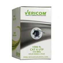 Vericom MBW6U-01623 - Bulk 1000 Ft. CAT6 U/UTP Solid CMR Gray