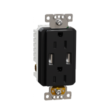 Schneider Electric SQR55141BK - USB charger + socket-outlet, X Series, 15A socke