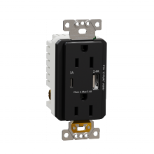 Schneider Electric SQR55153BK - USB charger + socket-outlet, X Series, 15A socke