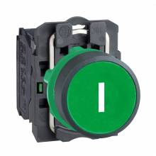 Schneider Electric XB5AA3311 - Push button, Harmony XB5, plastic, flush, green,