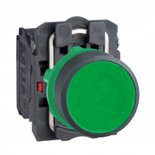 Schneider Electric XB5AA35 - Push button, Harmony XB5, plastic, flush, green,