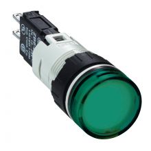 Schneider Electric XB6AV3BB - Complete pilot light, Harmony XB6, round green,