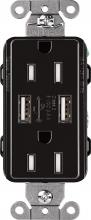Lutron Electronics CAR-15-UBTR-BL - CA 15A USB TAMPER RESIST BLACK