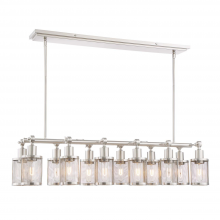 ZEEV Lighting CD10184-12-BN - 12 Down Light Geometric Styled 40&#34; Linear Dining Chandelier