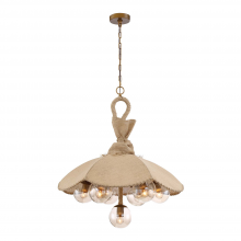 ZEEV Lighting CD10195-7-AB - Dujour 28&#34; 7-Light, Burlap Dome Shade Pendant with Glass Globes