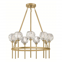 ZEEV Lighting CD10270-9-AGB - 9-Light 26&#34; Modern Candle Style Aged Brass Crystal Chandelier