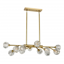 ZEEV Lighting CD10311-12-AGB - 12-Light 35&#34; Modern Sputnik Aged Brass Crystal Linear Chandelier