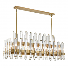 ZEEV Lighting CD10332-14-AGB - 14-Light 48&#34; 2-Tier Aged Brass Rectangular Crystal Chandelier