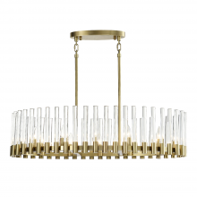 ZEEV Lighting CD10355-12-AGB - 12-Light 40&#34; Oval Aged Brass Linear Glass Chandelier