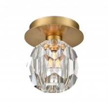 ZEEV Lighting FM60051-1-AGB - 5&#34; Single Aged Brass Crystal Mini-Flush Mount