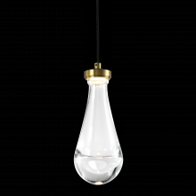 ZEEV Lighting MP10901-LED-AGB - LED 3CCT 1-Light Heavy Clear Rain Drop Glass Aged Brass Mini-Pendant Light