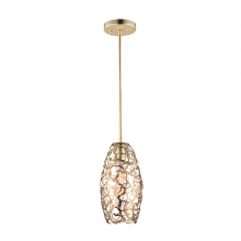 ZEEV Lighting MP40024-1-SG - 1-Light 6&#34; Organic Matte Gold Metal Convex Shade Mini Pendant