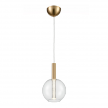 ZEEV Lighting MP40039-LED-GB - LED 7&#34; Clear Globe Glass Seeded Acrylic, Golden Brass Mini Pendant