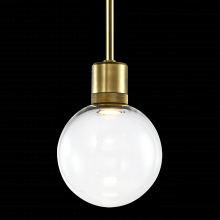 ZEEV Lighting P11701-LED-AGB-G11 - 8&#34; LED 3CCT Clear Globe Glass Pendant Light and Aged Brass Metal Finish