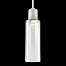 ZEEV Lighting P11702-LED-MW-G15 - 6&#34; LED 3CCT Cylindrical Drum Pendant Light, 18&#34; Clear Glass and Matte White Metal Finish