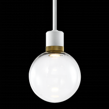 ZEEV Lighting P11702-LED-MW-K-AGB-G11 - 8&#34; LED 3CCT Clear Globe Glass Pendant Light and Matte White with Brass Metal Finish