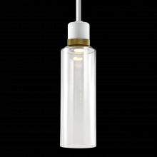 ZEEV Lighting P11702-LED-MW-K-AGB-G15 - 6&#34; LED 3CCT Cylindrical Drum Pendant Light, 18&#34; Clear Glass and Matte White with Brass Metal