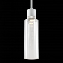 ZEEV Lighting P11702-LED-MW-K-PN-G15 - 6&#34; LED 3CCT Cylindrical Drum Pendant Light, 18&#34; Clear Glass and Matte White with Nickel Meta