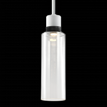 ZEEV Lighting P11702-LED-MW-K-SBB-G15 - 6&#34; LED 3CCT Cylindrical Drum Pendant Light, 18&#34; Clear Glass and Matte White with Black Metal