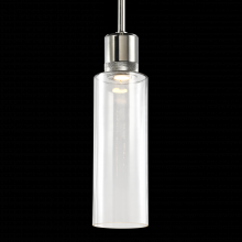 ZEEV Lighting P11703-LED-PN-G15 - 6&#34; LED 3CCT Cylindrical Drum Pendant Light, 18&#34; Clear Glass and Polished Nickel Metal Finish