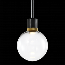 ZEEV Lighting P11704-LED-SBB-K-AGB-G11 - 8&#34; LED 3CCT Clear Globe Glass Pendant Light and Satin Brushed Black with Brass Metal Finish