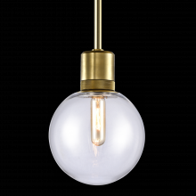 ZEEV Lighting P11705-E26-AGB-G11 - 8&#34; E26 Clear Globe Glass Pendant Light and Aged Brass Metal Finish