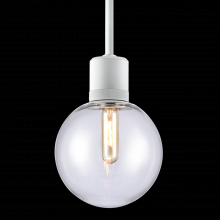 ZEEV Lighting P11706-E26-MW-G11 - 8&#34; E26 Clear Globe Glass Pendant Light and Matte White Metal Finish