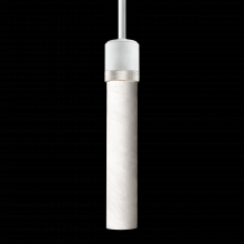 ZEEV Lighting P11706-E26-MW-K-PN-G9 - 3&#34; E26 Cylindrical Pendant Light, 12&#34; Spanish Alabaster and Matte White with Nickel Finish