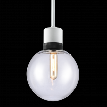 ZEEV Lighting P11706-E26-MW-K-SBB-G11 - 8&#34; E26 Clear Globe Glass Pendant Light and Matte White with Black Metal Finish
