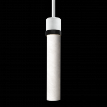 ZEEV Lighting P11706-E26-MW-K-SBB-G9 - 3&#34; E26 Cylindrical Pendant Light, 12&#34; Spanish Alabaster and Matte White with Black Finish