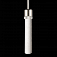ZEEV Lighting P11707-E26-PN-G9 - 3&#34; E26 Cylindrical Pendant Light, 12&#34; Spanish Alabaster and Polished Nickel Finish