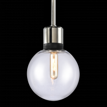 ZEEV Lighting P11707-E26-PN-K-SBB-G11 - 8&#34; E26 Clear Globe Glass Pendant Light and Polished Nickel with Black Metal Finish