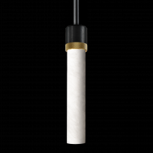 ZEEV Lighting P11708-E26-SBB-K-AGB-G9 - 3&#34; E26 Cylindrical Pendant Light, 12&#34; Spanish Alabaster and Satin Brushed Black with Brass F