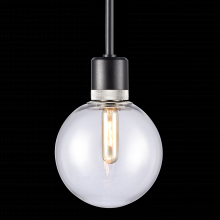 ZEEV Lighting P11708-E26-SBB-K-PN-G11 - 8&#34; E26 Clear Globe Glass Pendant Light and Satin Brushed Black with Nickel Metal Finish