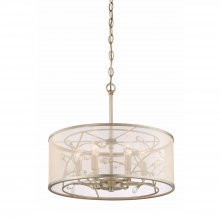 ZEEV Lighting P30082-6-BNS - 6-Light 17&#34; Organic Drum Crystal Leaf Pendant