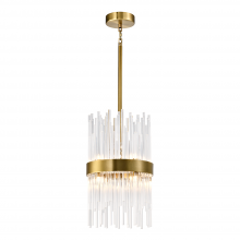 ZEEV Lighting P30105-8-P-AGB - 8-Light 10&#34; Sleek Aged Brass Banded Cylindrical Crystal Pendant
