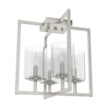 Hunter 19547 - Hunter Kerrison Brushed Nickel with Seeded Glass 4 Light Flush Mount Ceiling Light Fixture