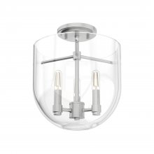 Hunter 19321 - Hunter Sacha Brushed Nickel with Clear Glass 3 Light Flush Mount Ceiling Light Fixture