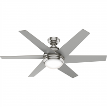 Hunter 50976 - Hunter 52 inch Sotto Brushed Nickel Ceiling Fan with LED Light Kit and Handheld Remote