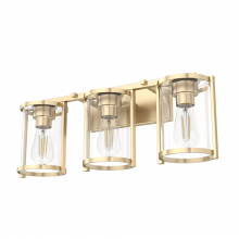 Hunter 48006 - Hunter Astwood Alturas Gold with Clear Glass 3 Light Bathroom Vanity Wall Light Fixture