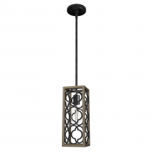 Hunter 19390 - Hunter Gablecrest French Oak and Rustic Iron 1 Light Pendant Ceiling Light Fixture