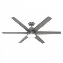 Hunter 51876 - Hunter 60 inch Skysail Matte Silver WeatherMax Indoor / Outdoor Ceiling Fan with LED Light Kit and W