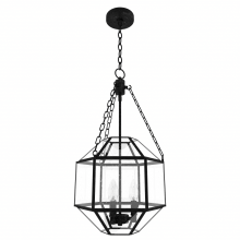 Hunter 19367 - Hunter Indria Rustic Iron with Seeded Glass 3 Light Pendant Ceiling Light Fixture