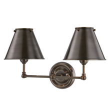 Hudson Valley MDS102-DB-MS - 2 LIGHT WALL SCONCE W/ METAL SHADE