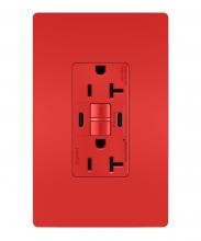 Legrand Radiant 2097TRUSBCCRED - SELF-TEST GFCI REC TR 20A W/ USB CC RED