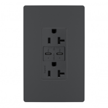 Legrand Radiant TR20USBPDG - radiant? 20A Tamper Resistant Ultra Fast PLUS Power Delivery USB Type C/C Outlet, Graphite
