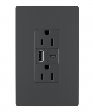 Legrand Radiant R26USBACG - radiant? 15A Tamper-Resistant USB Type A/C Outlet, Graphite