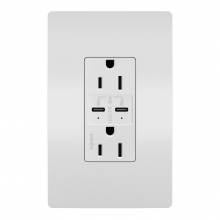 Legrand Radiant R26USBPDW - radiant? 15A Tamper Resistant Ultra Fast PLUS Power Delivery USB Type C/C Outlet, White